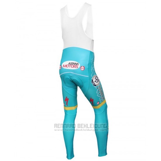 2016 Fahrradbekleidung Astana Hellblau und Gelb Trikot Langarm und Tragerhose